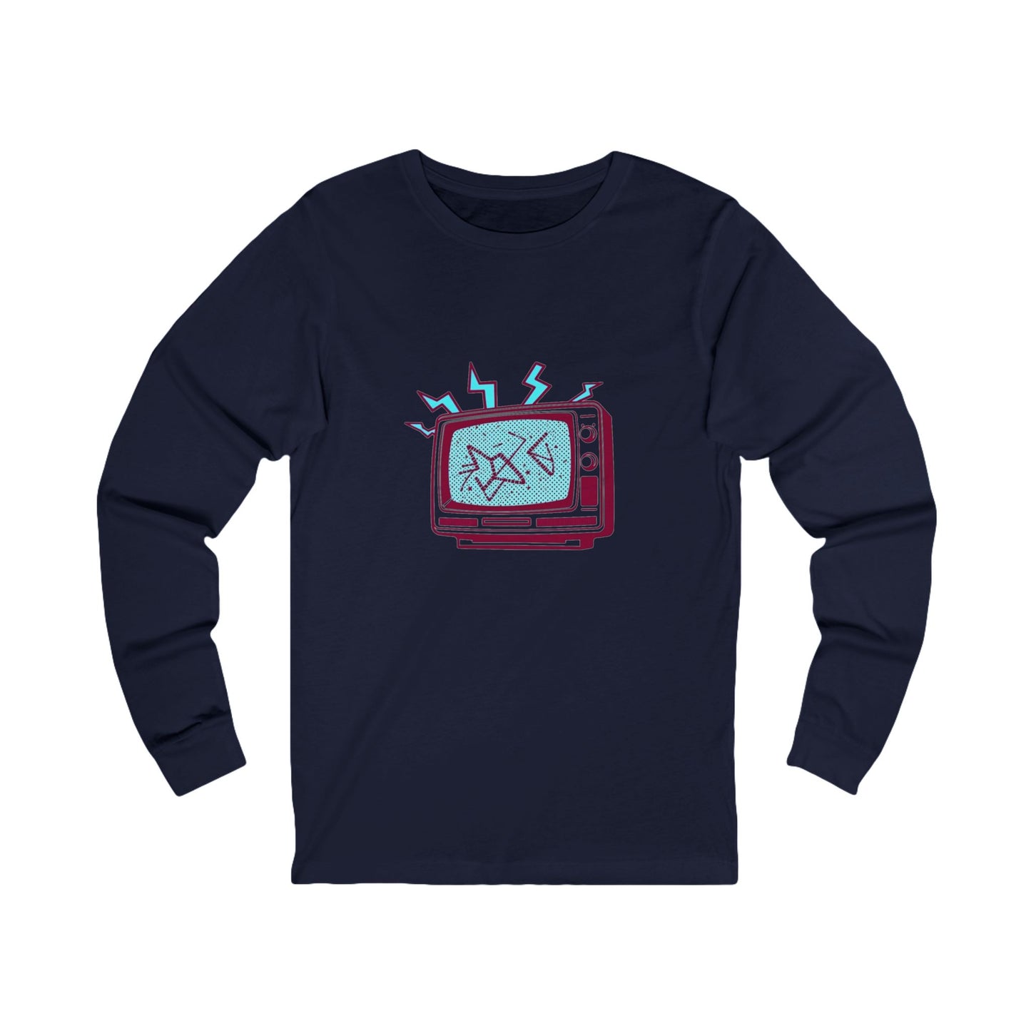 Static Frequency Vintage TV Long Sleeve Tee - Retro Unisex