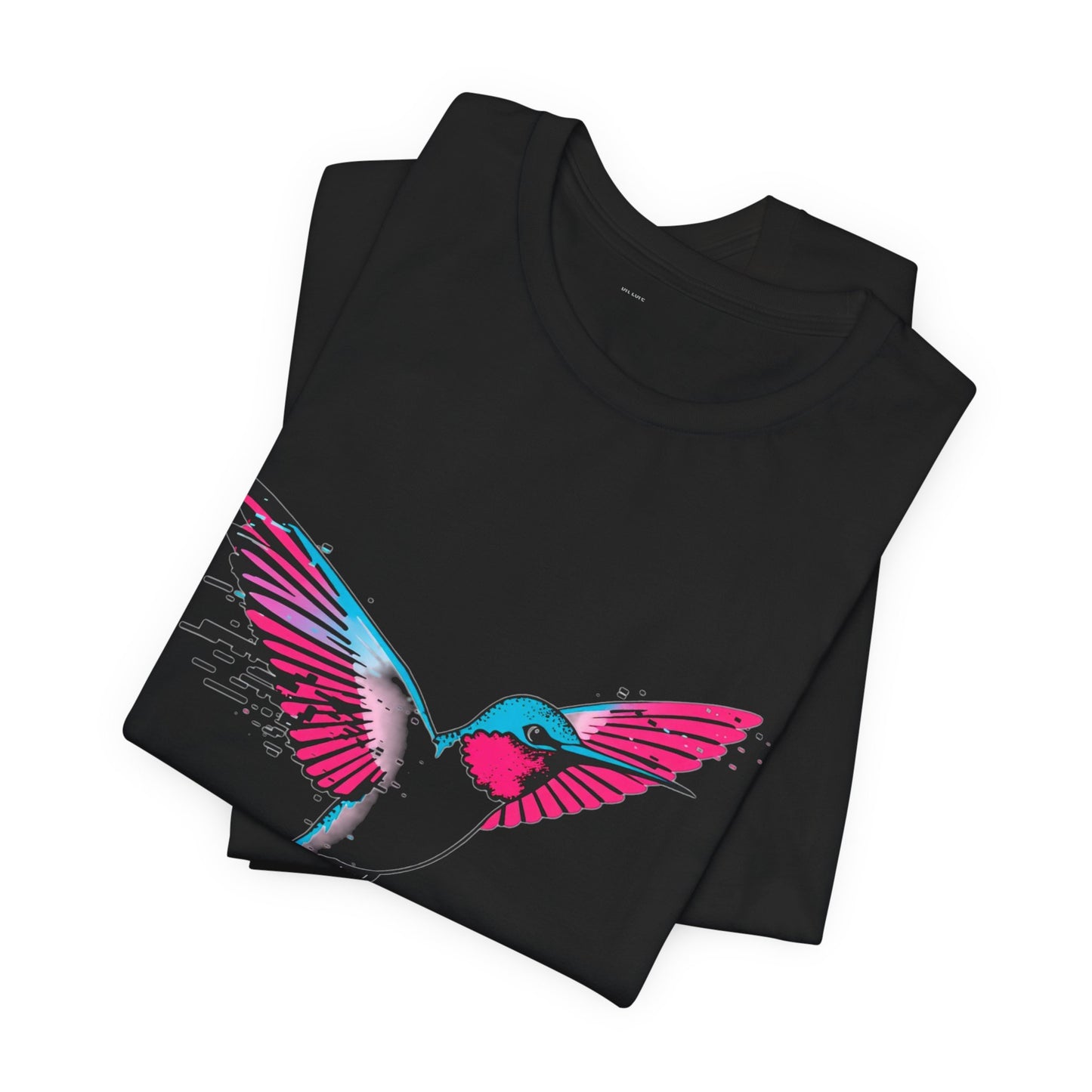 Infinite Feed Frenzy Tee - Glitch Hummingbird Design