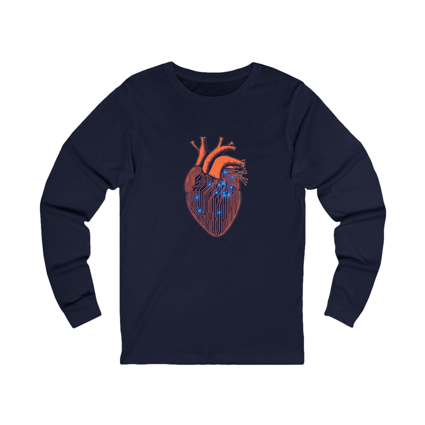 Vintage Circuit Heart Long Sleeve Tee - Tech Aesthetic