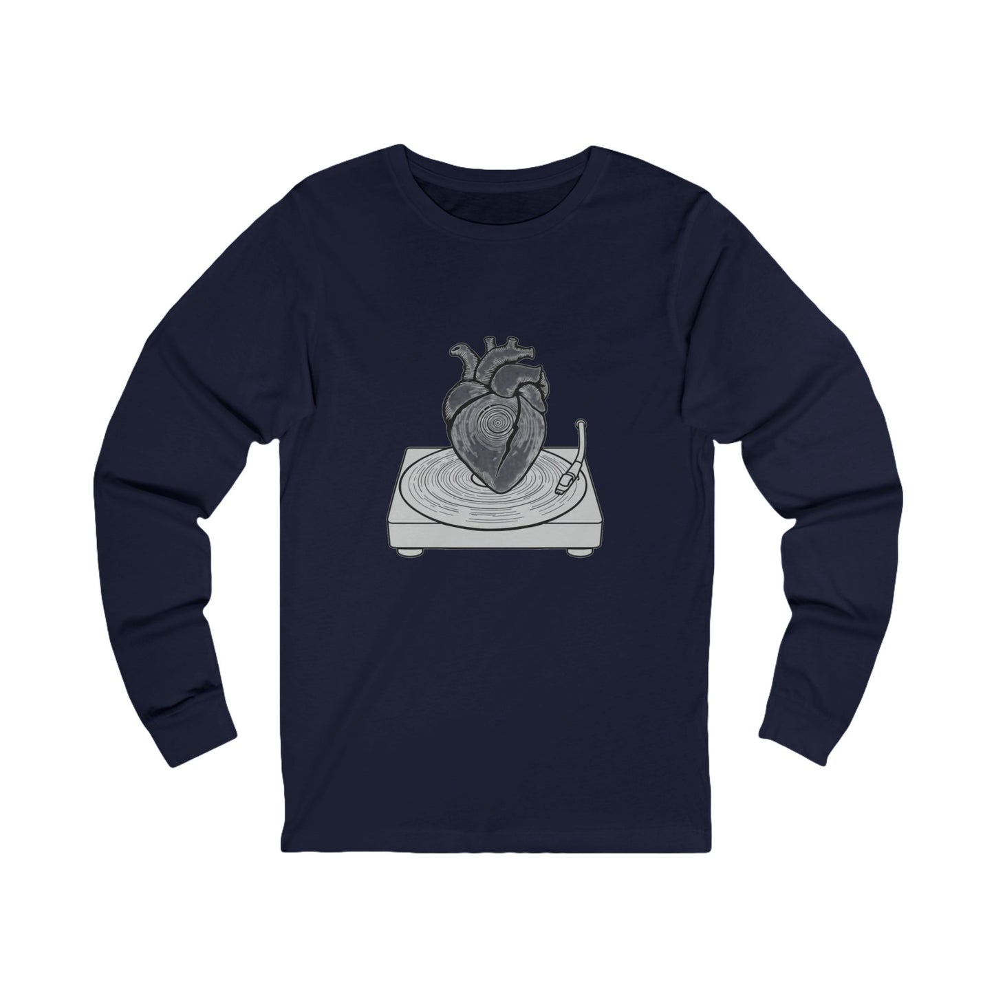 Vinyl Heart Beats Long Sleeve Tee - Music Lover Shirt