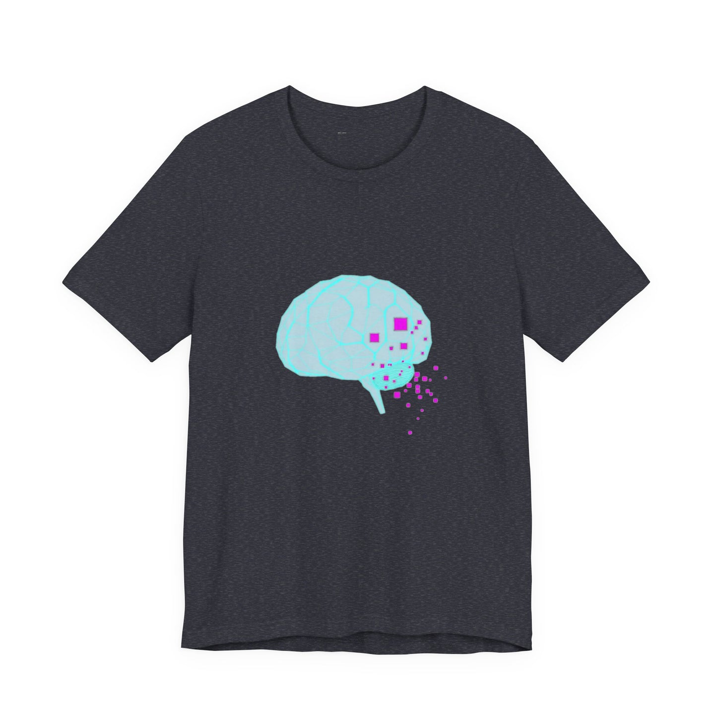 Signal Decay Cyberpunk Brain Tee - Neon Wireframe Design