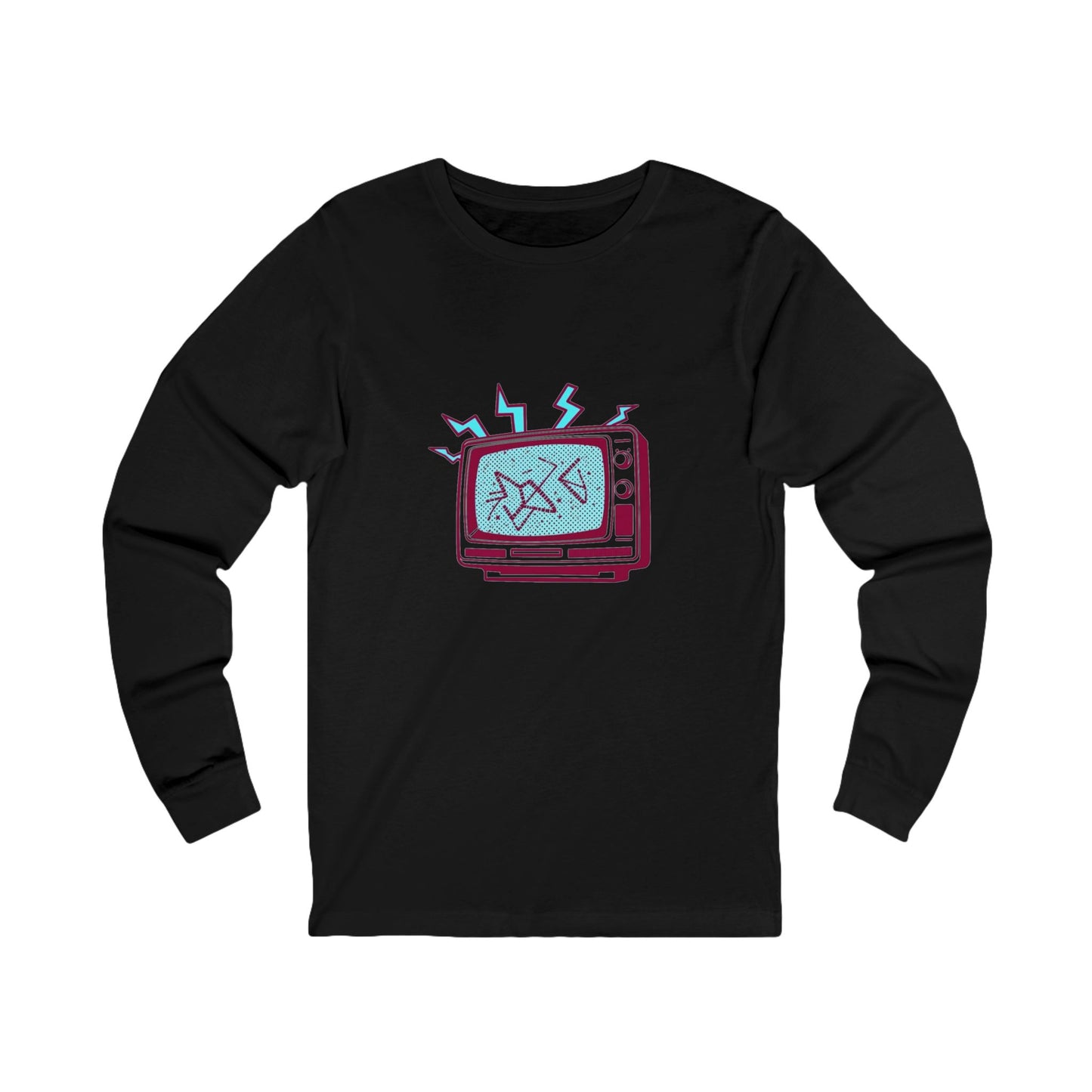 Static Frequency Vintage TV Long Sleeve Tee - Retro Unisex