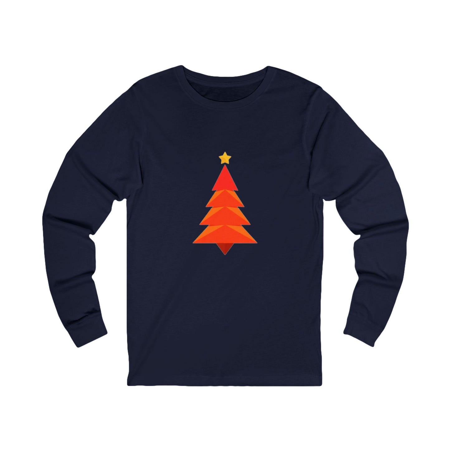 Geometric Christmas Tree Long Sleeve Tee - Holiday Vibes