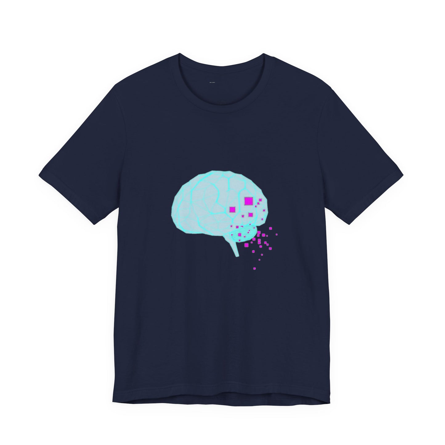 Signal Decay Cyberpunk Brain Tee - Neon Wireframe Design