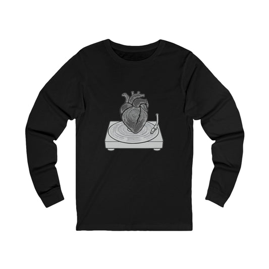 Vinyl Heart Beats Long Sleeve Tee - Music Lover Shirt
