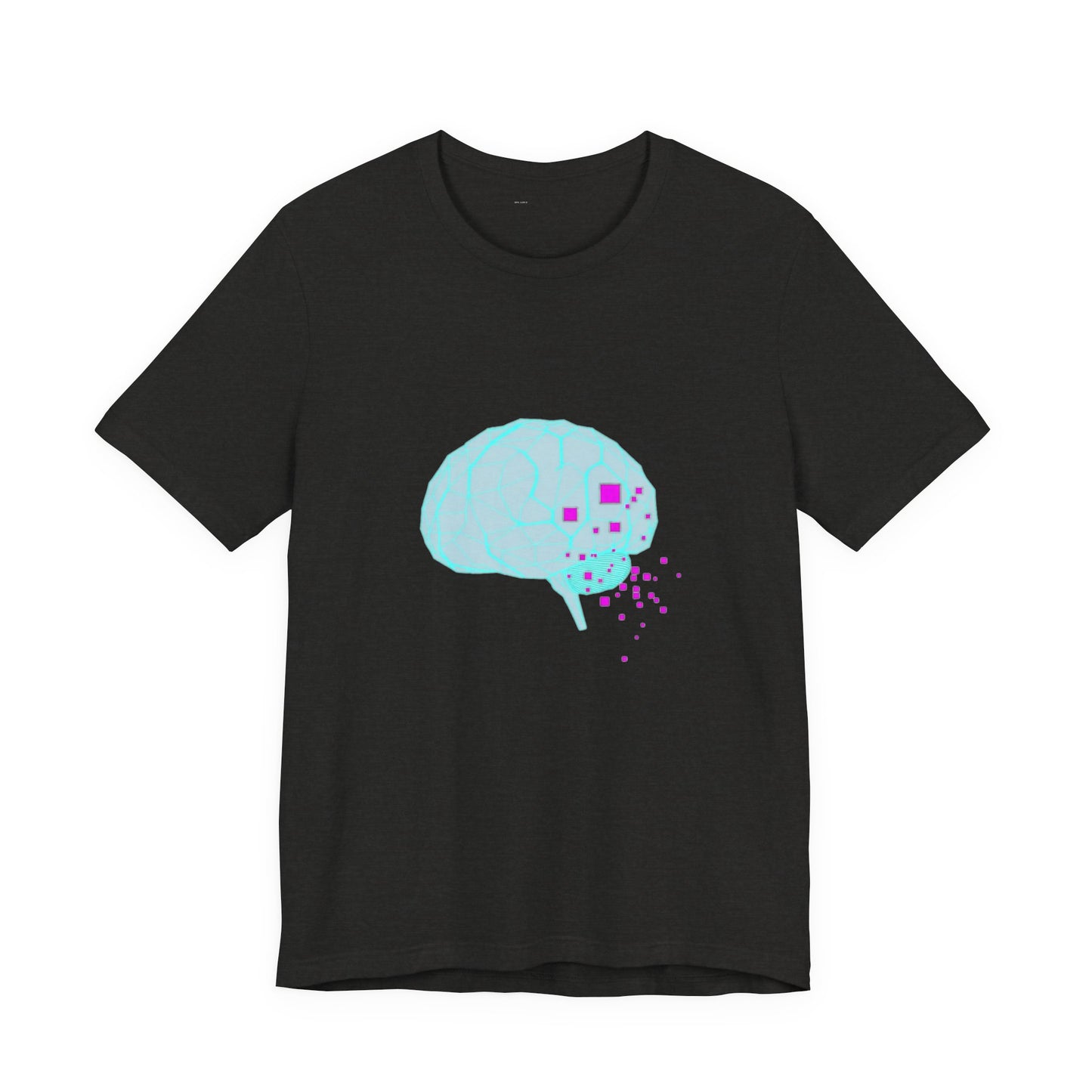Signal Decay Cyberpunk Brain Tee - Neon Wireframe Design
