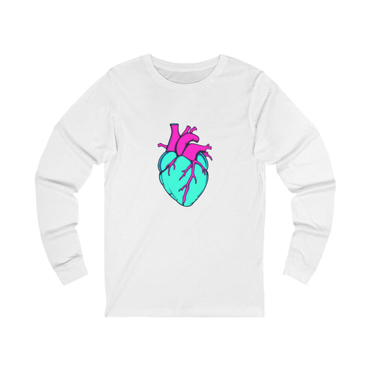 Pixel Heart Anatomy Gaming Long Sleeve Tee - 8-Bit Style