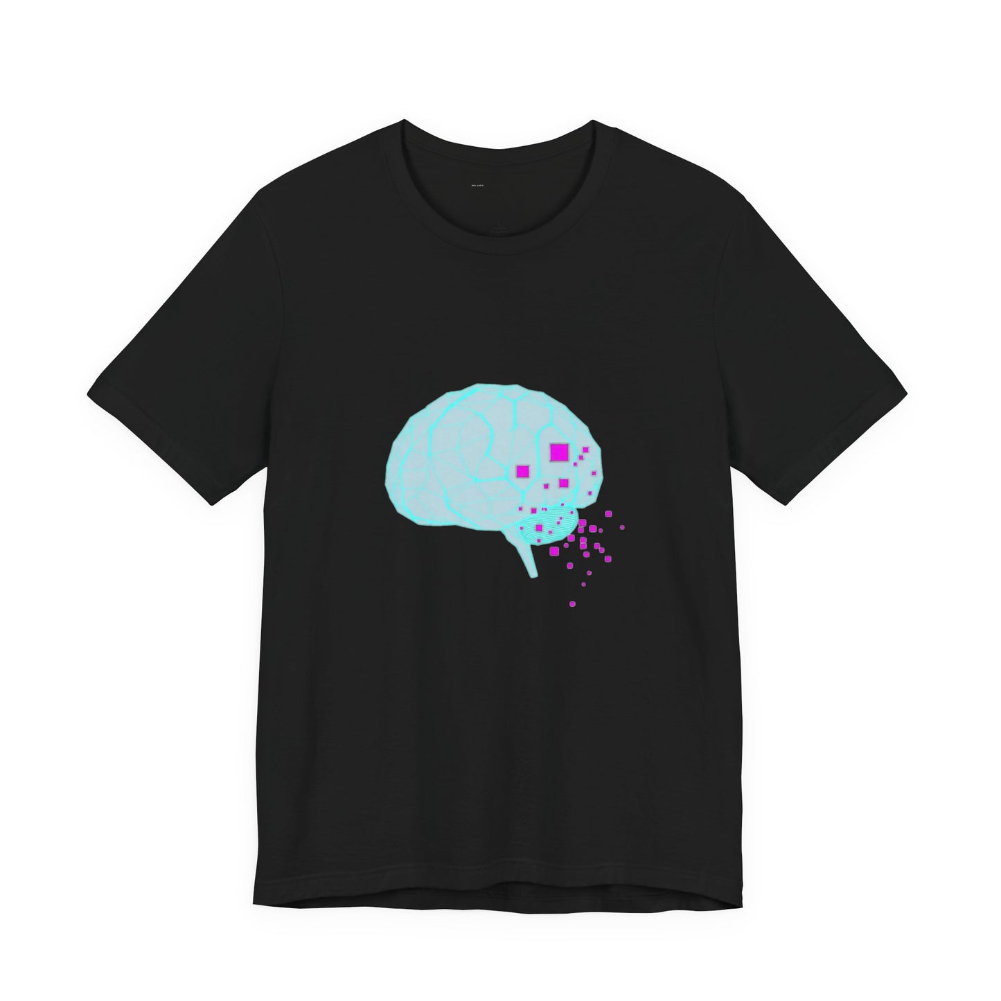 Signal Decay Cyberpunk Brain Tee - Neon Wireframe Design