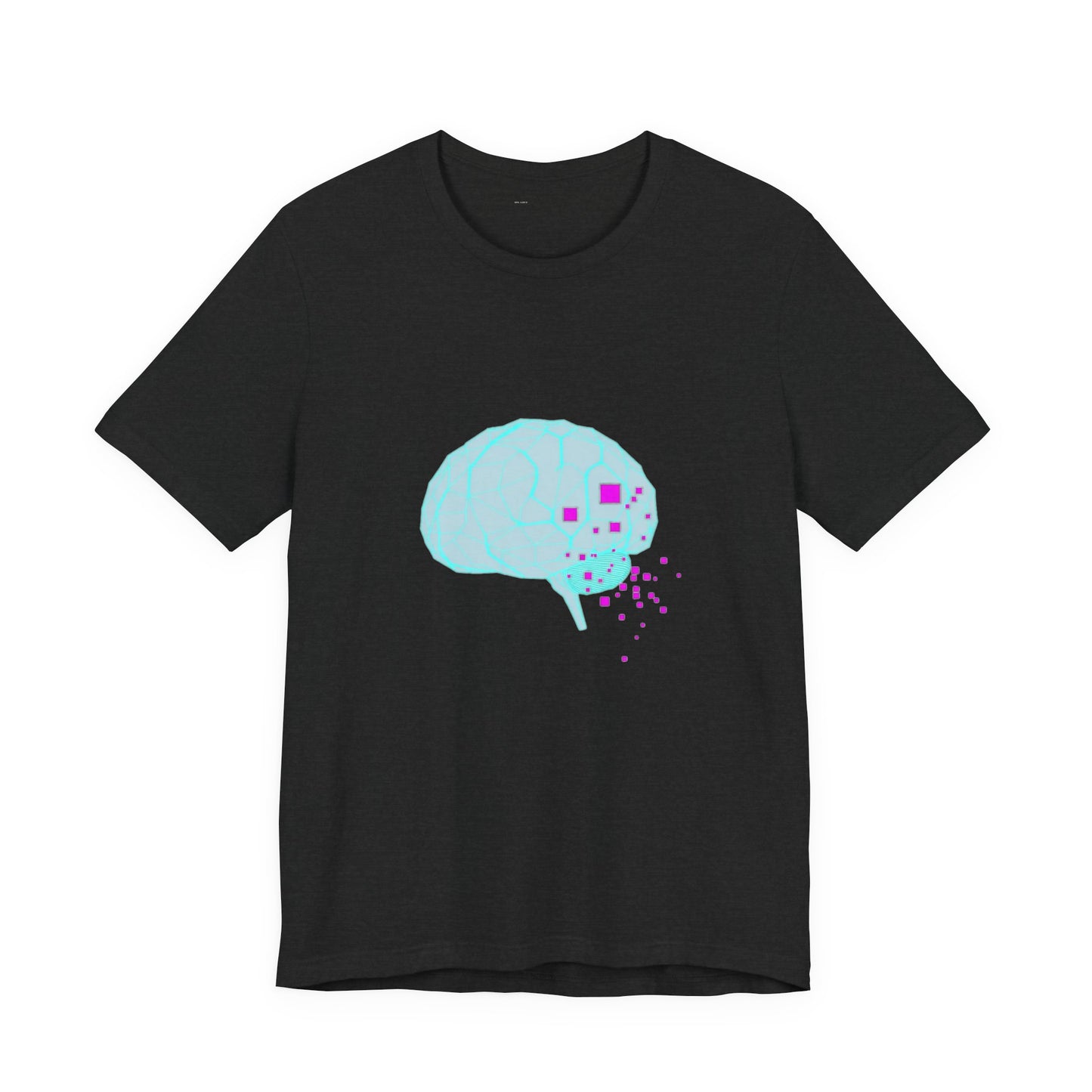 Signal Decay Cyberpunk Brain Tee - Neon Wireframe Design
