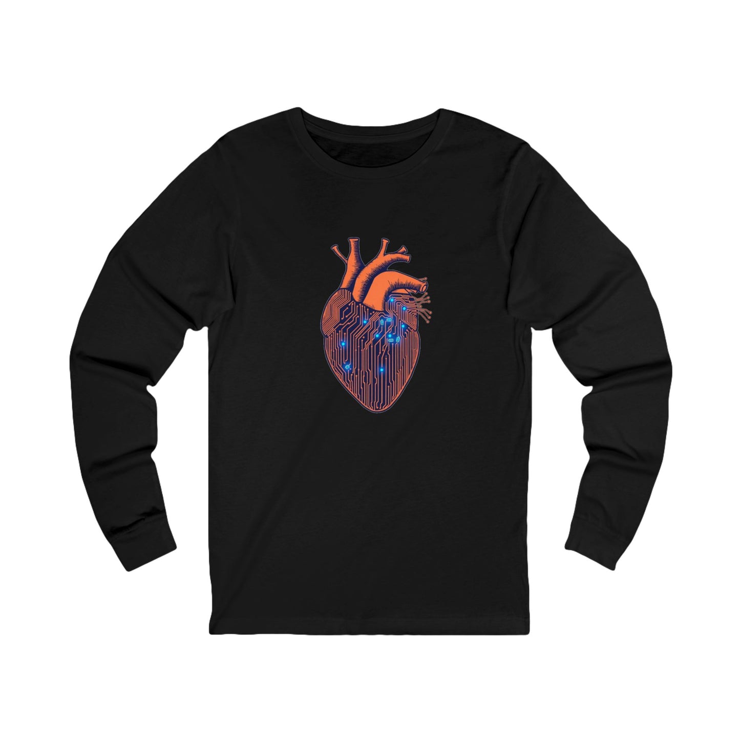 Vintage Circuit Heart Long Sleeve Tee - Tech Aesthetic