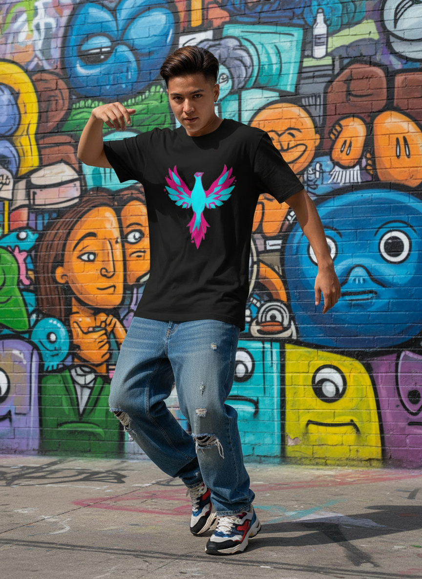 Glitch Phoenix Tee - Model Shot