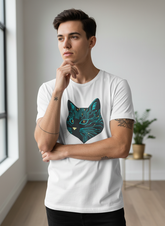 Cat OS Loading Cyberpunk Tee - Unisex Circuit Cat Shirt