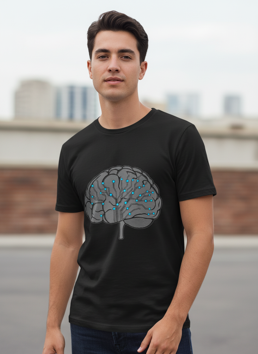 Neural Circuit Brain Tee - Model Shot