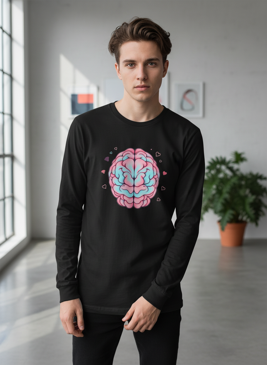 Viral Vibes Brain Tee - Unisex Long Sleeve Internet Shirt