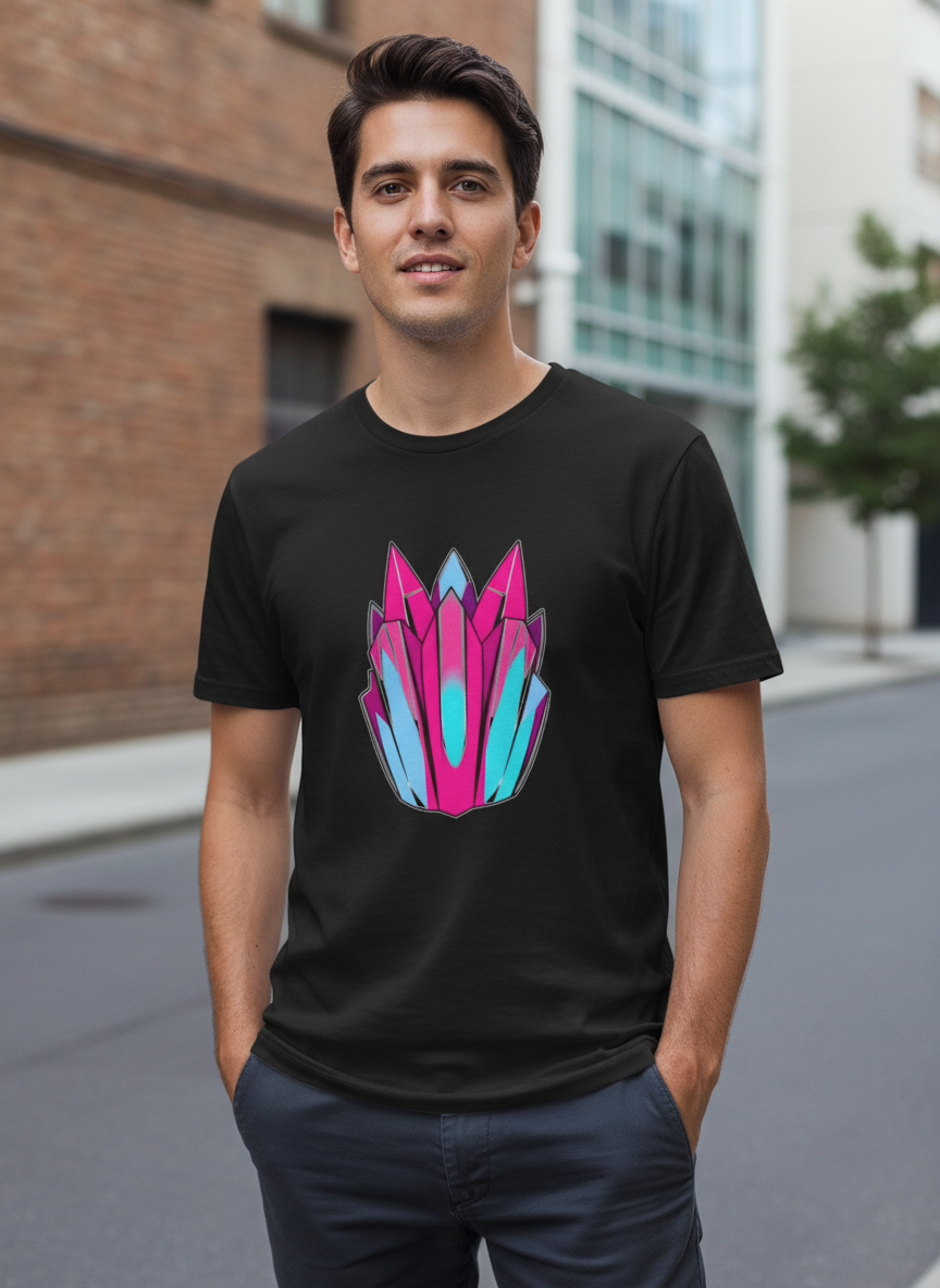 Main Character Energy Crystal Unisex Tee - Hot Pink Blue