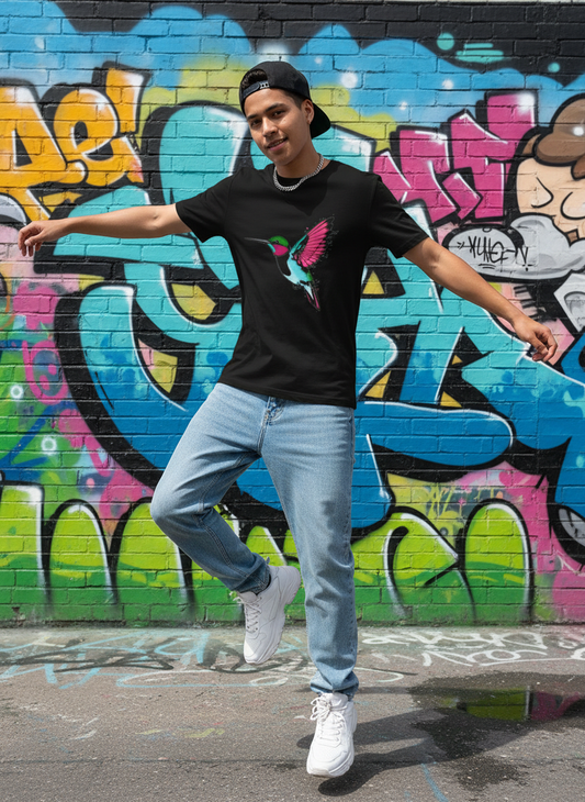 Infinite Feed Frenzy Glitch Hummingbird Tee - Unisex