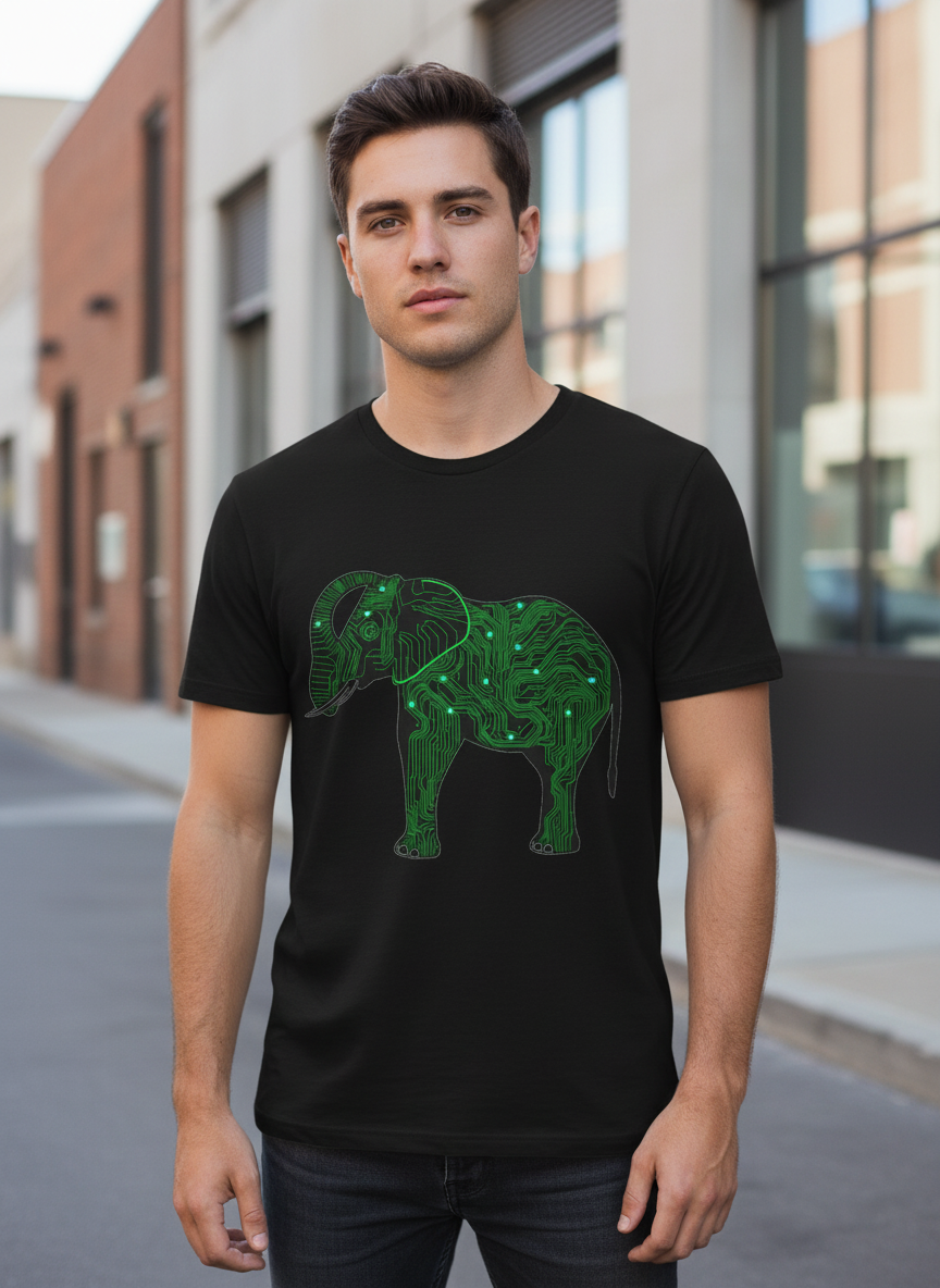 Circuit Safari Tee - Tech Elephant Graphic T-Shirt