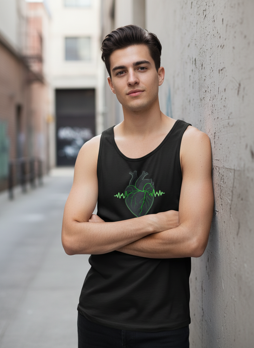 Beast Mode Heartbeat Unisex Tank - Neon Anatomical Heart