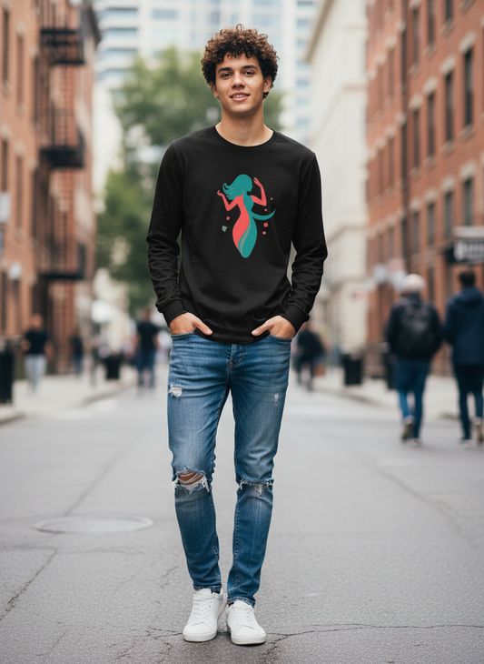 Shapeshifter Spirit Unisex Long Sleeve Tee - Coral Teal