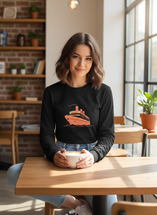 Vintage Cruise Dreams Long Sleeve Tee | Retro Ship Art