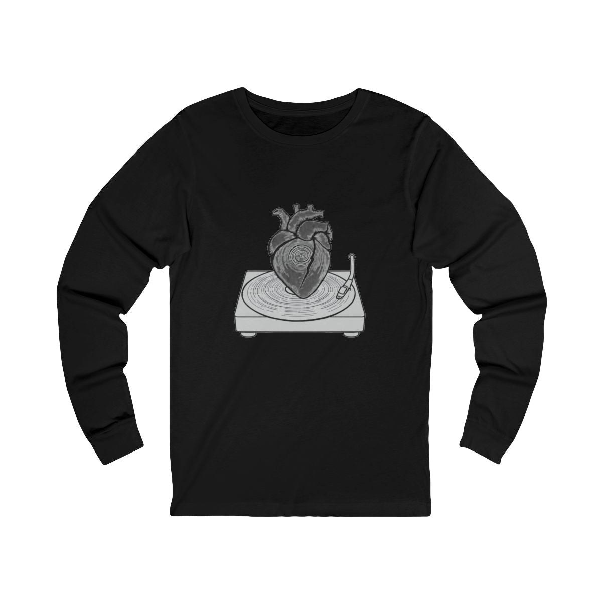 Vinyl Heart Beats Long Sleeve Tee - Music Lover Shirt